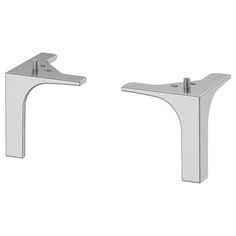 two metal brackets on the side of a white wall, one with an open end