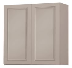 a white cabinet with two doors on the front and one door open to reveal an empty space