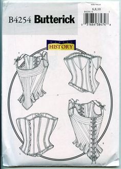 Stays and Corset - Butterick Making History Sewing Pattern - Sizes 6-8-10 - NEW Stays Pattern, Renn Faire, Advanced Sewing, Corset Sewing Pattern, Victorian Corset, Women's Sewing Pattern, Corset Costumes, Sewing To Sell, Costume Sewing Patterns