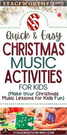 christmas music activities for kids with the title, quick and easy christmas music activities for kids