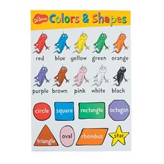 the colors and shapes sticker sheet is shown with different types of animals on it