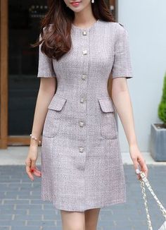 Classy Dress Outfits, فستان سهرة, Tweed Dress, African Fashion Dresses, Work Attire, Classy Dress, A Dress, Stylish Dresses