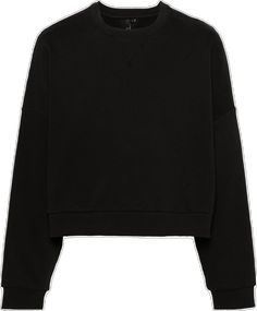 Trendy Black Sweats With Ribbed Cuffs, Black Relaxed Fit Sweats In French Terry, Black French Terry Sweats With Ribbed Cuffs, Black Sweats With Ribbed Cuffs In French Terry, Black French Terry Top With Relaxed Fit, Black Cotton Sweatshirt For Loungewear, Black Relaxed Fit French Terry Sweatshirt, Black French Terry Sweatshirt In Relaxed Fit, Trendy Black Sweatshirt With Ribbed Collar