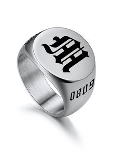 PRICES MAY VARY. 【Custom Signet Rings】Deep engraving process, it can be engraved initial A-Z letters, name, date or other words you want, clear and long lasting in black color. 【How to Custom】Click the “Customize Now” button →choose your size →add your engraving content as requirements. 【Material】High quality Stainless Steel based, hypoallergenic, lead & nickel free, won’t turn your finger green . High polished surface, wear comfortable. 【Size】Height: 16mm; Width: 16.5mm; Weight: 10g. Ring size Black Rings For Men, Custom Signet Ring, Design Box, Men Rings, Engraved Initials, Engraved Ring, Ring Gifts, Signet Rings, Initial Ring