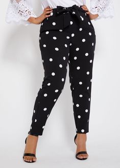 Belted Polka Dot Pant Plus Size Belts, Polka Dot Pants, Luanna Perez, Pencil Pants, Wardrobe Planning, Line Store, Polka Dot Print, Dot Print, Bottom Clothes