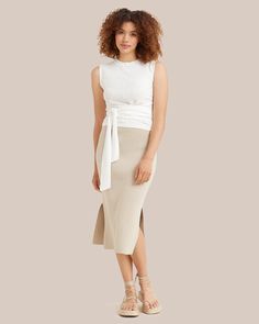 Faustine Cotton Ribbed Skirt  |  Modern Citizen Soft Skirt, Ribbed Skirt, Knit Skirt, Ribbed Knit, Oatmeal, Work Wear, Dresses For Work, Running, Skirt