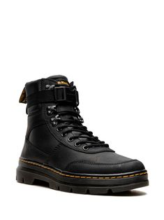 Find DR. MARTENS Combs Tech Leather Utility Boots on Editorialist. black faux leather contrast stitching tonal eyelets round toe front lace-up fastening logo patch at the tongue buckle-fastening ankle strap pull-tab at the heel branded insole rubber sole Dr Martens Combs Tech, Utility Boots, Contrast Stitch, Pull Tab, Black Faux Leather, Boot Shoes Women, Patch Logo, Lace Front, Black Boots