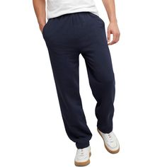 Buy the Hanes EcoSmart Men's Sweatpants | Michaels at Michaels. com. Your new weekend go-to, Hanes EcoSmart® men’s sweatpants offer ultimate comfort. Your new weekend go-to, Hanes EcoSmart® men’s sweatpants offer ultimate comfort. The casual-cool design is crafted from high-stitch, medium-weight fleece fabric that maintains its warm, cozy feel. Classic sweats styling, these plush sweatpants feature an inner draw cord and stretch waistband for extra flexibility. Convenient side pockets provide th Navy Relaxed Fit Sweatpants For Sports, Blue Casual Sweatpants With Straight Hem, Navy Relaxed Fit Sports Pants, Navy Bottoms With Pockets For Leisure, Navy Cotton Sweatpants For Sports, Casual Navy Cotton Joggers, Navy Casual Pants With Comfort Waistband, Casual Navy Bottoms With Comfort Waistband, Navy Cotton Sweatpants With Pockets