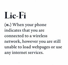 an image with the words lie - fi in black and white, on top of it