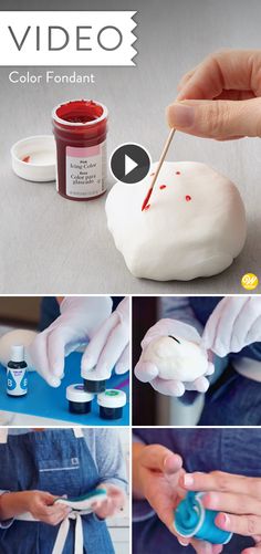 the process is being performed to make a fake doughnut that looks like it has been painted