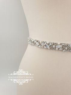 "Bridal belt, opal belt, wedding belt, bridal sash, rhinestone belt, bling belt, wedding dress belt, sparkly belt, bridal sashes and belts, sash belt, wedding dress sash, bridal belts, wedding sash belt, crystal belt, bridal trim MONA Elegant clear and opal stones and faux pearls - all around embellished belt, stunning belt for a bride or your special occasion dress. ♥ ♥Size of beaded design Width measures 1.7 cm / 0.7\" All around - select your size To find out your size get measured comfortabl