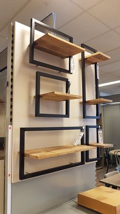 the shelves are made out of metal and wood