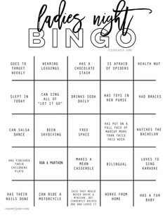 a printable wedding game with the words bride's night bingo on it