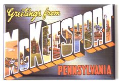 a postcard with the words greetings from kentucky, pennsylvania and philadelphia on it