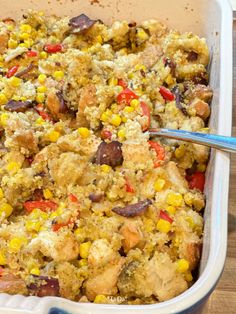 Sweet and Savory Cornbread Stuffing Savory Cornbread, Delicious Sides, Cornbread Stuffing, Dry Bread, Holiday Dishes, Cornbread Mix, Cornbread Dressing, Stuffing Recipes