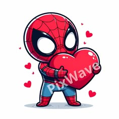 a cartoon character holding a heart