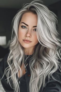 83+ Silver Hair Color Ideas for a Breathtaking Look! Champagne Blond, Long Grey Hair, Silver Hair Color Ideas, Long Silver Hair, White Hair Color