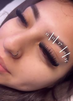 Lashes With Numbers, Volume Set With Bottom Lashes, Eyelash Extensions Styles With Numbers, Lashes Numbers, Baddie Eyelash Extensions, Lash Extensions Sizes, Lash Numbers, Vacation Lashes, Eyelash Extensions Mapping Styles