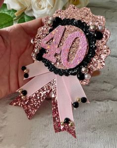 Do you want a statement age birthday badge , then is this for you. rose gold with pink and black. If you are to  celebrate your 13th, 16th, 21st, 30th,40th or any age!!. Full of gems, pearls and glitters on this badge. Any colour is available, please pop me a message to discuss. Safety Although all of my beautiful handmade accessories are made with great love and care, they do contain small parts. Children must be supervised whilst wearing bows or headbands and please remove their accessories wh Gifts For 30th Birthday, Happy Birthday Eve, Birthday Eve, 30 Birthday, Birthday Badge, 80th Birthday Party, Age 30