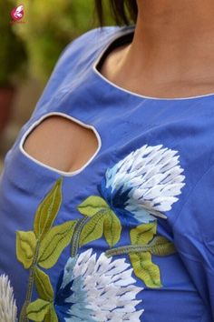 Blue Sarton Lycra Embroidered A-Line Kurti Kurtis Models, Silk Kurtis, A Line Kurti, Indian Kurti Designs, Cotton Kurtis, Indian Kurti, Embroidered Kurti, Embroidery On Kurtis, Neck Designs For Suits