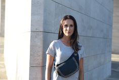 Belt Bag in Black Leather with metallic studs.Leather Fanny Pack in Black leather. Waist Pack in black leather with studs.Unique & Cool Leather Bum Bag