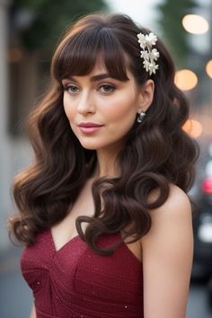 27  Updo Hairstyles With Bangs 18 Wedding Hairstyles Long Hair Bangs, Wedding Bangs Hair, Old Hollywood Hair With Bangs, Short Hair Updo With Bangs, Half Up Half Down Wedding Hair With Bangs, Formal Updo With Bangs, Bridal Hairstyles With Bangs, Formal Hair With Bangs, Formal Hairstyles With Bangs