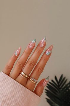 College Drinks, Colorful Nails, Classy Acrylic Nails, Almond Acrylic Nails, Classy Nails