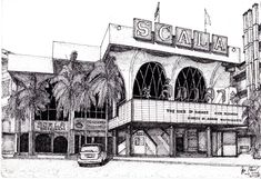 an architectural drawing of the scalla theater