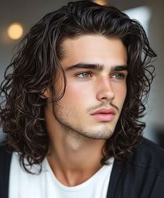 Long Curly Haircuts For Men Haircuts For Men Curly, Curly Haircuts For Men, Curly Hairstyles For Guys, Jawline Goals, Men Curly Hairstyles, Hairstyles For Guys, Long Curly Haircuts, Enhance Natural Curls, Gorgeous Guys