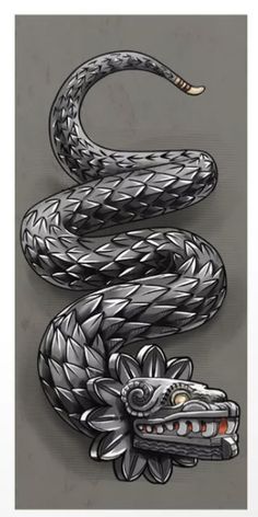 a black and white drawing of a snake