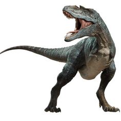 a dinosaur with its mouth open and it's teeth wide open, standing in front of a white background