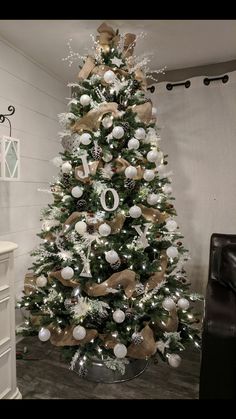 a decorated christmas tree in a living room