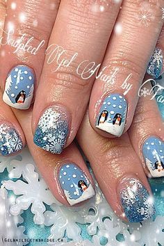 The Christmas Edit: Christmas Nail Designs Triangle Nail Art, Penguin Nails, Triangle Nails, Nail Art Noel, Holiday Nail, Her Nails, Christmas Nail Art Designs, Holiday Nail Art, Winter Nail Art