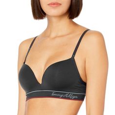 PRICES MAY VARY. Thin-lined everyday bralette Band features the iconic Tommy Hilfiger script logo Available in high-end colors with light, durable fabric material Comfy support for all-day use Seamless design virtually disappears under clothes Tommy Hilfiger Store, Blue Bra, Cotton Bras, Bra Brands, Script Logo, Everyday Bra, Tommy Hilfiger Women, Retro Vibe, Fabric Material