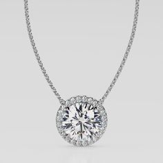 1 Carat Round Brilliant Halo Pendant Lab Grown Diamond Necklace Round Halo, Necklace Ideas, Pear Cut Diamond, Halo Pendant, Solitaire Pendant, Diamond Set, Round Pendant, Micro Pave, Pear Cut