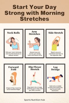 Kickstart your day with these vital morning stretches. Roll your neck, stretch your arms, sides, and hips, then swing your legs for a refreshing start. Energize your body and clear your mind in just a few minutes, setting the tone for a productive day ahead. #morningroutineideas #morningroutinehealthy #exercises #exercisetoloseweight #exerciesplan #fitnessbodygoals #morningroutine #healthyhabits #stretchingexercises #fitnessmotivation #wellnesswednesday #selfcare #mindfulness #morningyoga #dailystretch #fitnessgoals #healthylifestyle #exerciseinspiration #bodymindconnection #morningrituals #healthandwellness #flexibilitytraining #selfimprovement #positivestart #fitlife #wellbeingjourney Quick Morning Stretches, Stretches Morning, Morning Stretch Routine, Morning Stretches Routine, Better Posture Exercises, Fun Exercises, Morning Stretch, Morning Yoga Routine, Morning Stretches