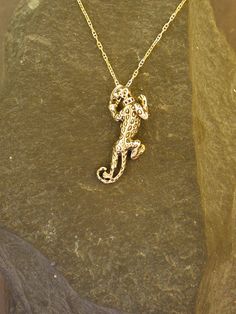 "This Leopard pendant is 14K Gold. The included chain is a 14K Gold chain. You may choose 16, 18 or 20 inch at the same price. Other length available at sightly higher prices. This Leopard pendant measures 1 1/4\" long by 9/16\" across. I hand cast all my pieces using the lost wax casting method. Please ask your needs. You may call me with questions, often I am out so please use my machine. 831-476-3176. Satisfaction Guaranteed! I send items USPS First Class unless otherwise directed. I send as Gold Polished Sterling Silver Chain Necklace, Engraved Sterling Silver Chain Necklace In Yellow Gold, Gold Sterling Silver Engraved Chain Necklace, Gold Engraved Sterling Silver Chain Necklace, Engraved Gold Sterling Silver Chain Necklace, Bvlgari Jewelry Set, Bvlgari Jewelry, Edgy Jewelry, Silver Heart Earrings