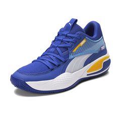 PRICES MAY VARY. Puma Court Rider 01_Blue/White 9 Court Rider from PUMA Hoops is merging the fashion and playfulness of the Rider franchise with the attitude of PUMA Hoops. Vibrant colorways and Hoops tech come together for show-stopping look and performance. Ball out, but always come to play on and off the court. Sporty Low-top Basketball Shoes With Puma Logo, Sporty Low-top Puma Basketball Shoes, Casual Mid-top Basketball Shoes For Training, Blue Functional Basketball Shoes For Sports, Blue Functional Basketball Shoes, Blue Low-top Basketball Shoes For Sports Season, Casual Puma Basketball Shoes In Synthetic, Blue Low-top Basketball Shoes, Casual Synthetic Basketball Shoes For Training