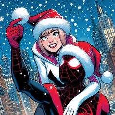 Spider man Gwen wallpaper aesthetic snow Christmas cool icon neve HQ marvel homem aranha DC Miles Morales spider man Christmas Icons, Spiderman, Merry Christmas, Marvel, Fan Art, Christmas