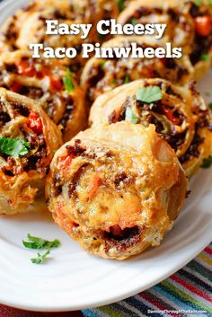 easy cheesy taco pinwheels on a white plate