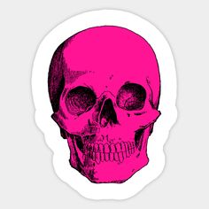 a pink skull sticker on a white background