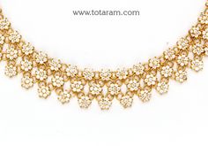 22 Karat Gold Necklace for Women with Cz  - 235-GN4899 - in 34.650 Grams for USD $2735.99.  Made in India by Totaram Jewelers Online this product is in Gold - 22 Karat BIS Hallmark 916 KDM Gold  & is an excellent gift for Adult - Women. Ships fully insured with secured guaranteed delivery for free with your order over $250 from New Jersey USA & comes with 30 days exchange policy. 22k Gold Necklace, Gold Necklace For Women, 22k Gold Jewelry, Gold Necklace Women, Gold Jewelry Indian, Online Jewelry Store, Gifts For Adults, 22k Gold, Necklace For Women