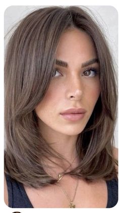 Coller Bone Length Hairstyles Straight, Small Layers Medium Hair, Shorter Hair With Layers, Old Money Haircuts Women Medium, Shoulder Length Haircut Round Face, Half Long Haircut, Hair Cuts Ideas Short, Long Bob Brown Hair, Collar Bone Length Hair Straight