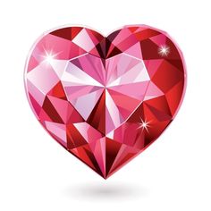 a pink heart shaped diamond with sparkles on the top and bottom, against a white background