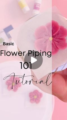 a person holding a flower piping tool in their hand with the words basic flower piping 101