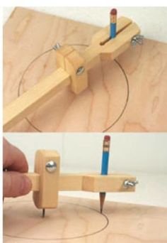 two pictures showing how to make a pencil holder with wooden dows and magnets