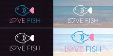 four different logos with fish on them