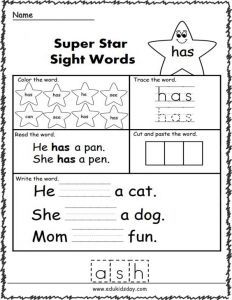 a printable worksheet for sight words with the image of a cat and a dog