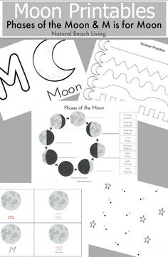 moon printables for the phases of the moon and m is for moon