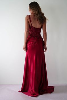 Cindy Pleated Bodice Gown | Burgundy Oh Hello Clothing, Burgundy Formal Dress, Prom Inspiration, White Bridal Dresses, Prom Poses, White Bridesmaid Dresses